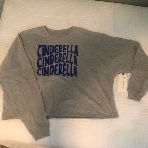 Cropped sweatshirt with blue sparkles wording - Cinderella.